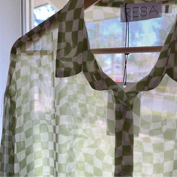 NWT RESA Monica Sheer Chiffon Blouse Long Sleeve Button Down Shirt Hendrix M/L - Picture 13 of 15